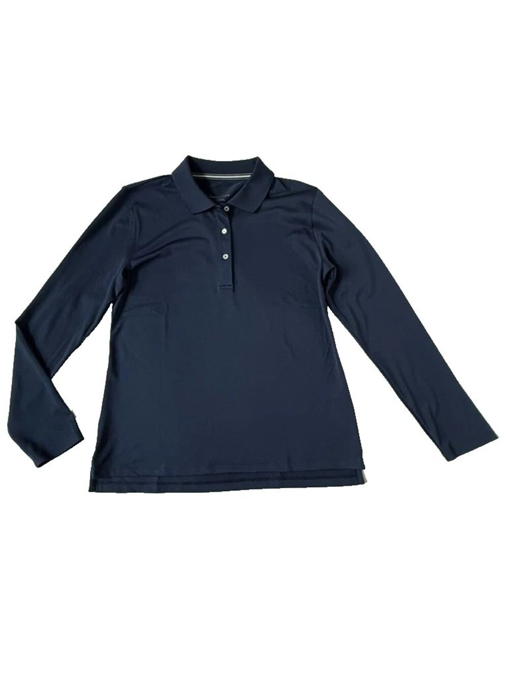 Tory Burch Sport Womens L Long Sleeve Blue Shirt Collared Polo Button 45280 Golf